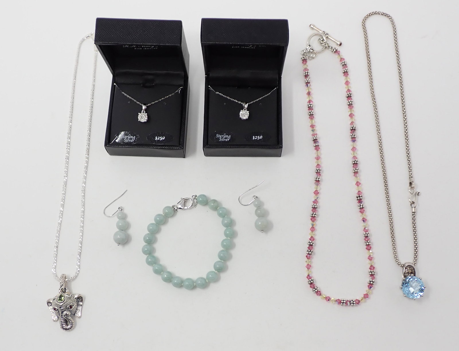 5 Sterling Necklaces, Beaded bracelet & matching (1 of 7)