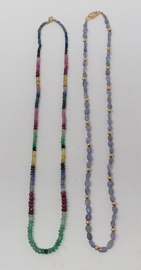 2 Gemstone Necklaces with Gold Clasps (1 of 4)