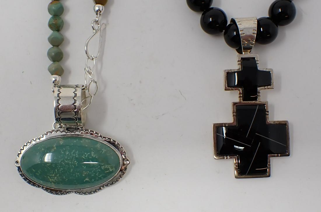 Two Beaded Necklaces with Bold Sterling Pendants (1 of 5)