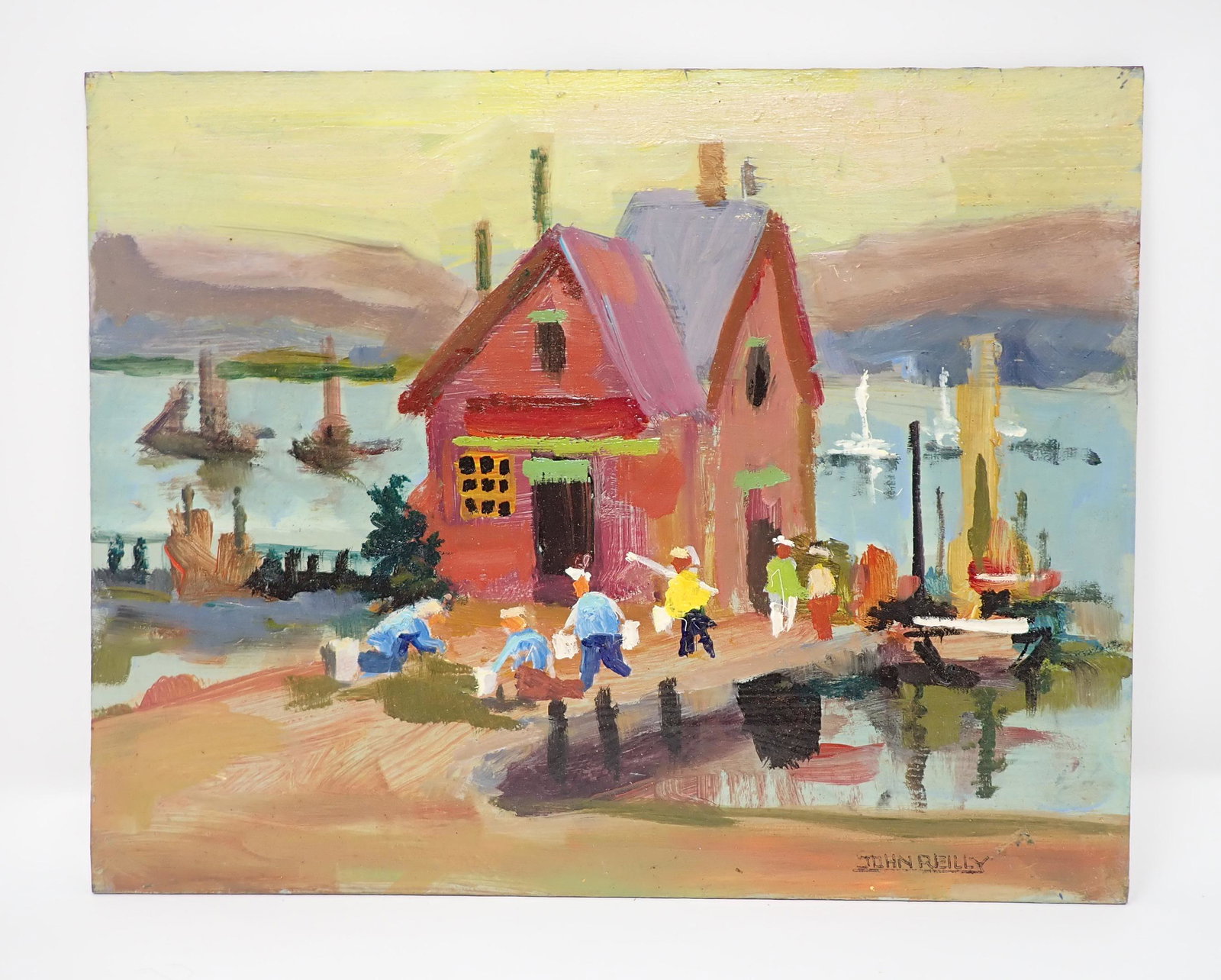 John Reilly Lake House Oil on Board Painting (1 of 3)