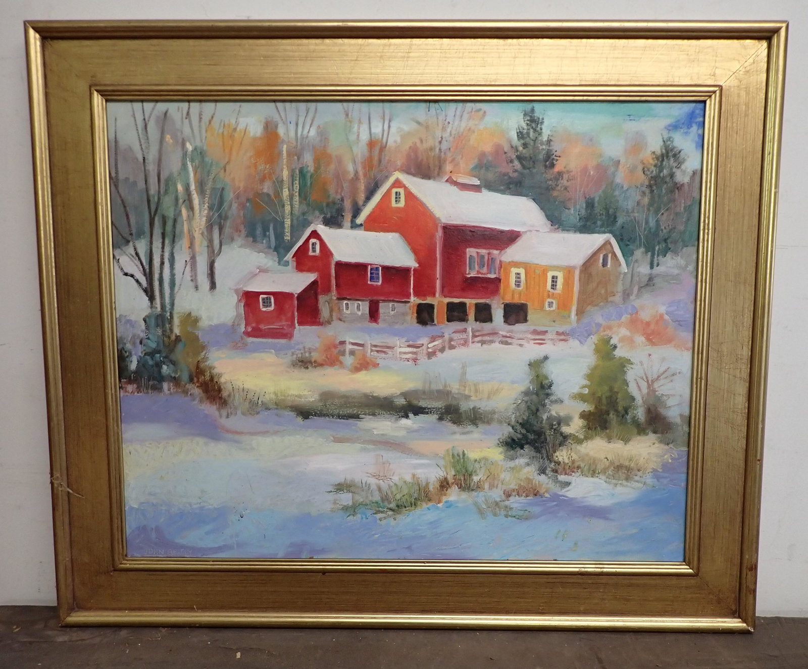 John Reilly Winter Farm Scene Painting (1 of 3)