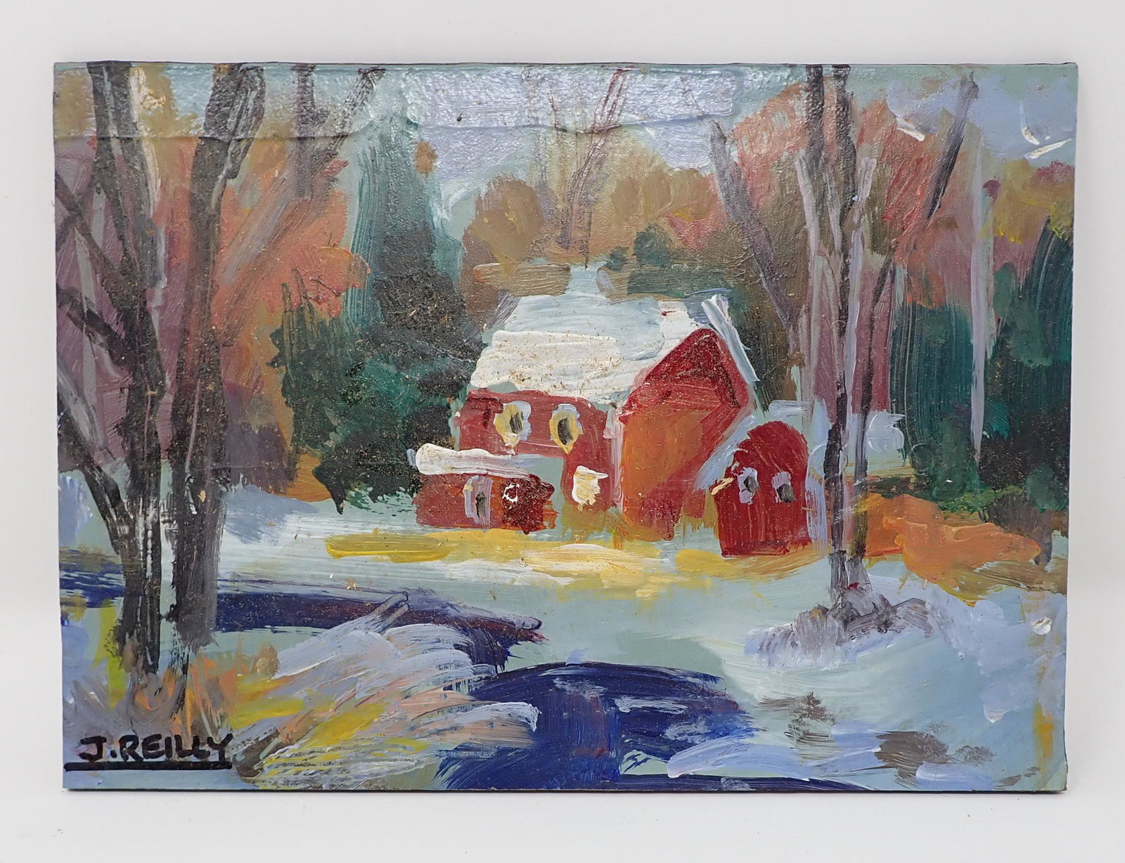 John Reilly Winter Farm Scene Painting (1 of 3)