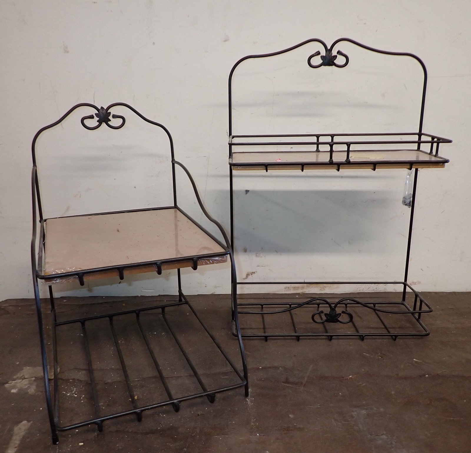2 Longaberger Shelves: Shelf on left is approx 11-3/4" x 17" x 18-3/4" tall