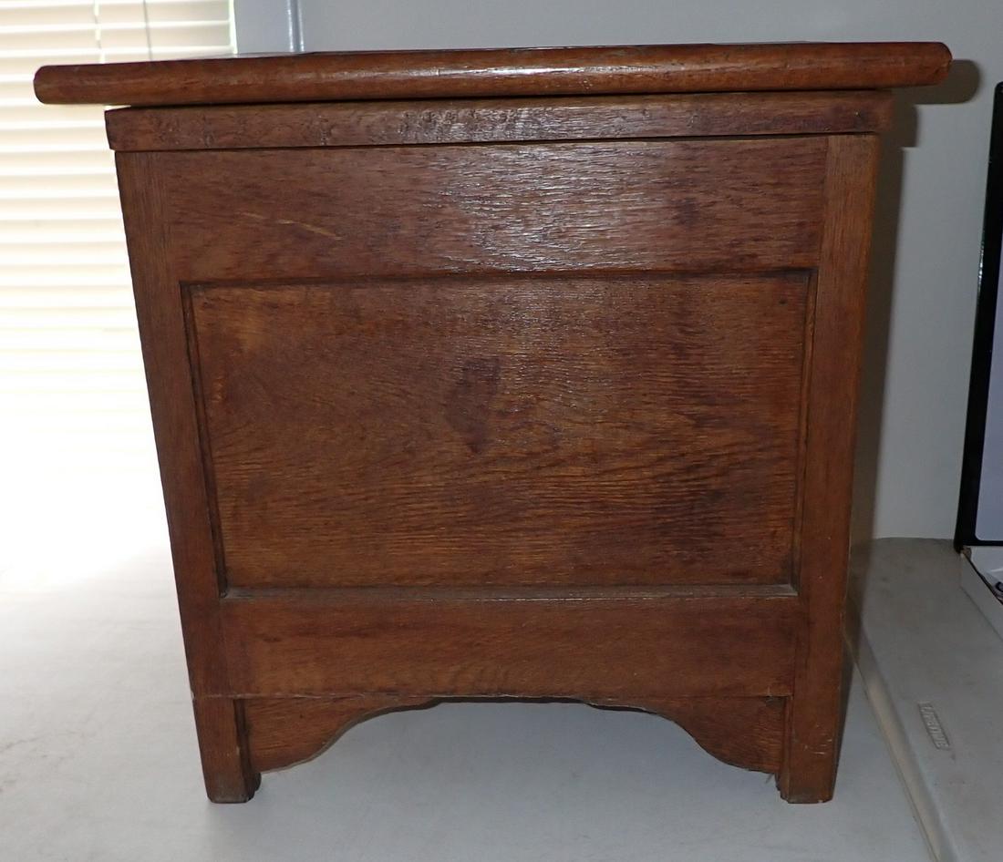 Oak Commode: Approx 17 1/2" x 17 3/4" x 18" tall. NO SHIPPING