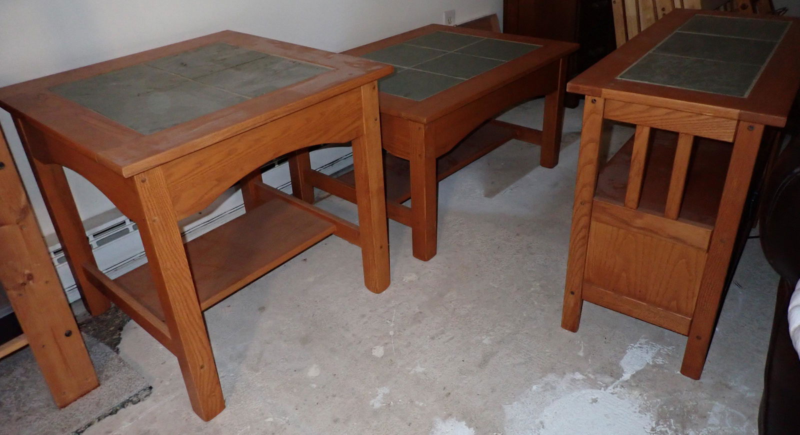 3 End Tables / Lamp Stands w/ Blue Stone Tops (1 of 4)