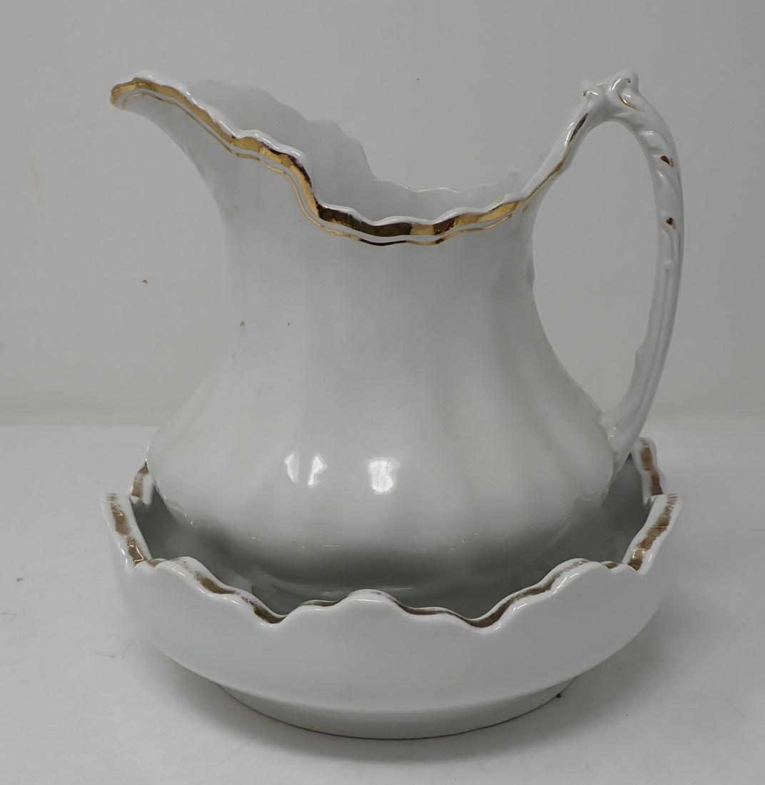 Duchess Ironstone Pitcher & Bowl: Pitcher is approx 7 1/4" tall. Bowl is not marked