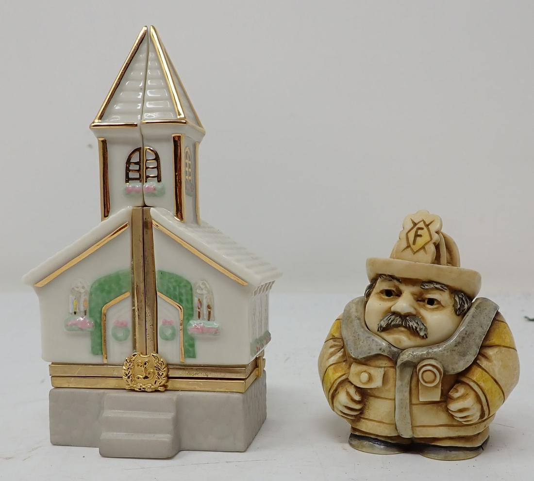 Fireman & Lenox Church Trinket Boxes: Church is approx 4 1/4" tall