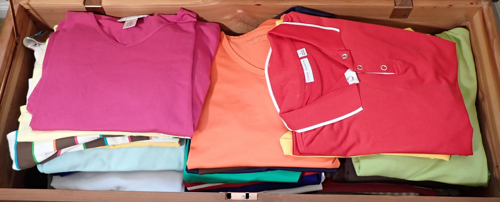 Womens Clothing: Getting all in blanket chest. Must be removed before noon.