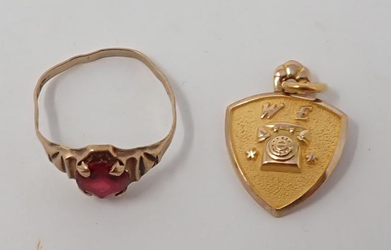 10k Gold Ring & Western Electric Phone Charm (1 of 5)