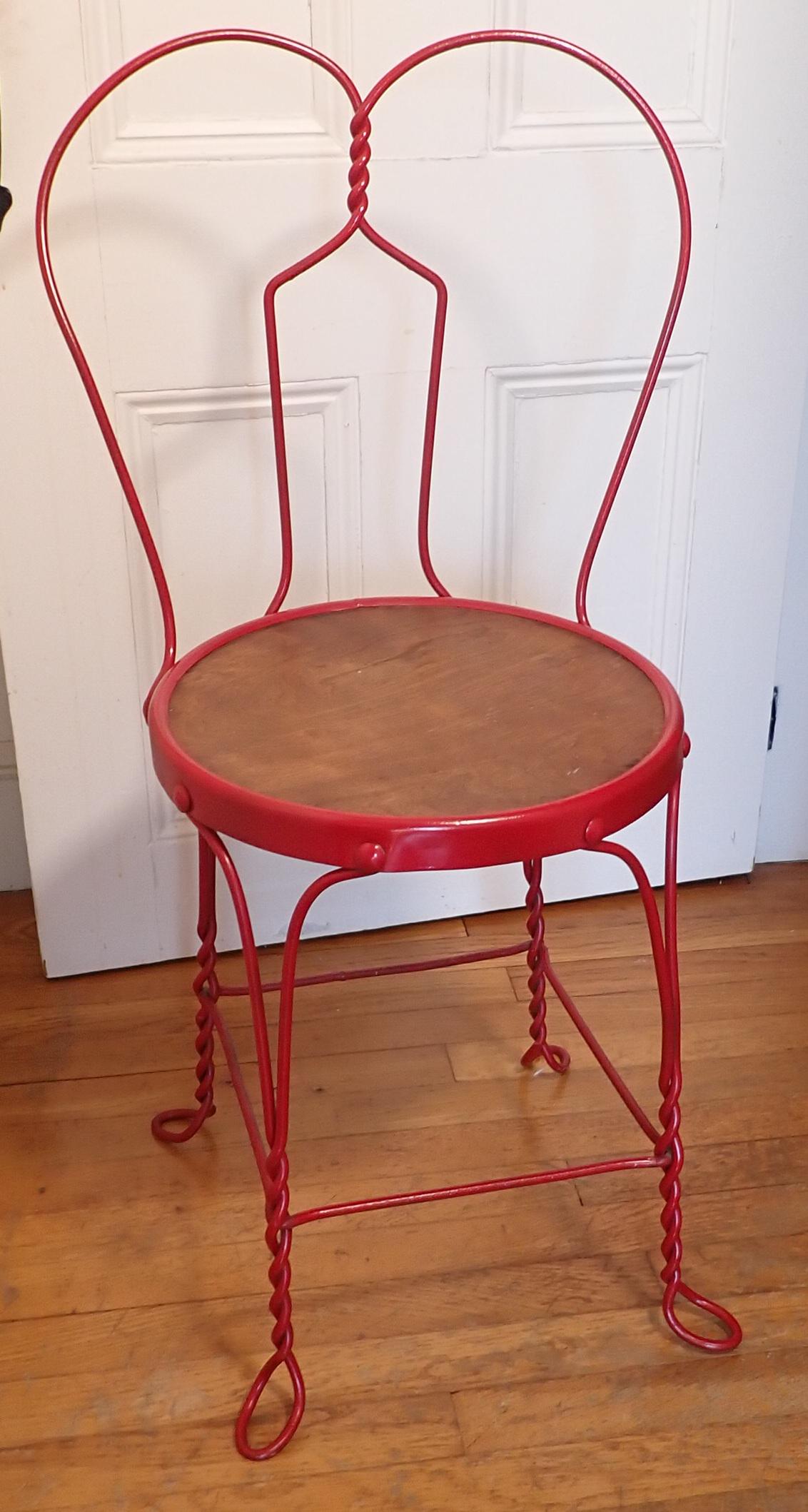 Red Painted Wire Ice Cream Parlor Chair (1 of 2)