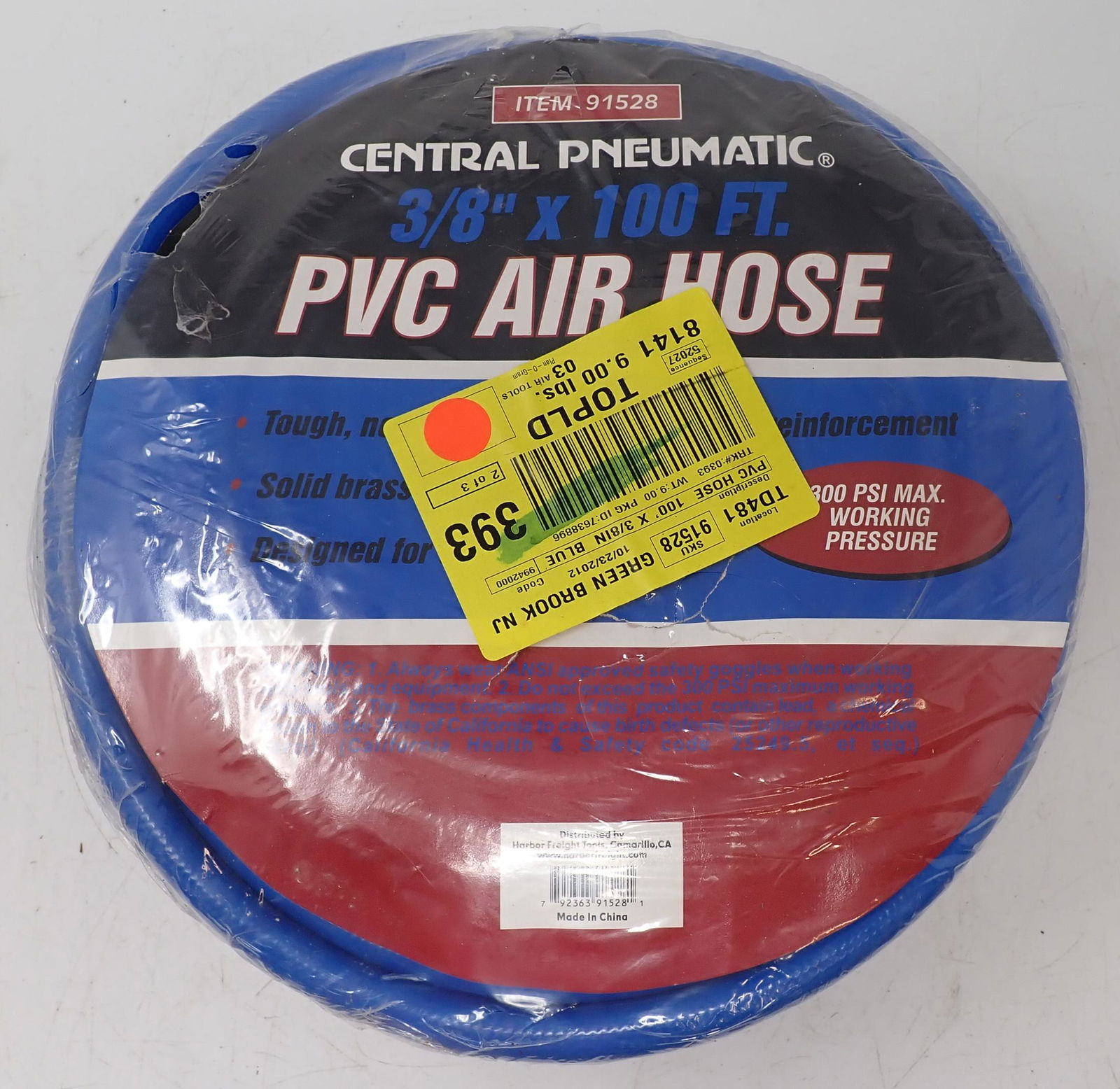 Central Pneumatic 3/8" x 100 ft PVC Air Hose (1 of 1)
