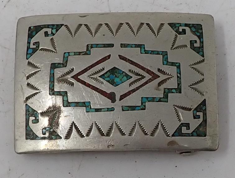 Nakai Navajo Belt Buckle: Approx 1 7/8" x 2 5/8"