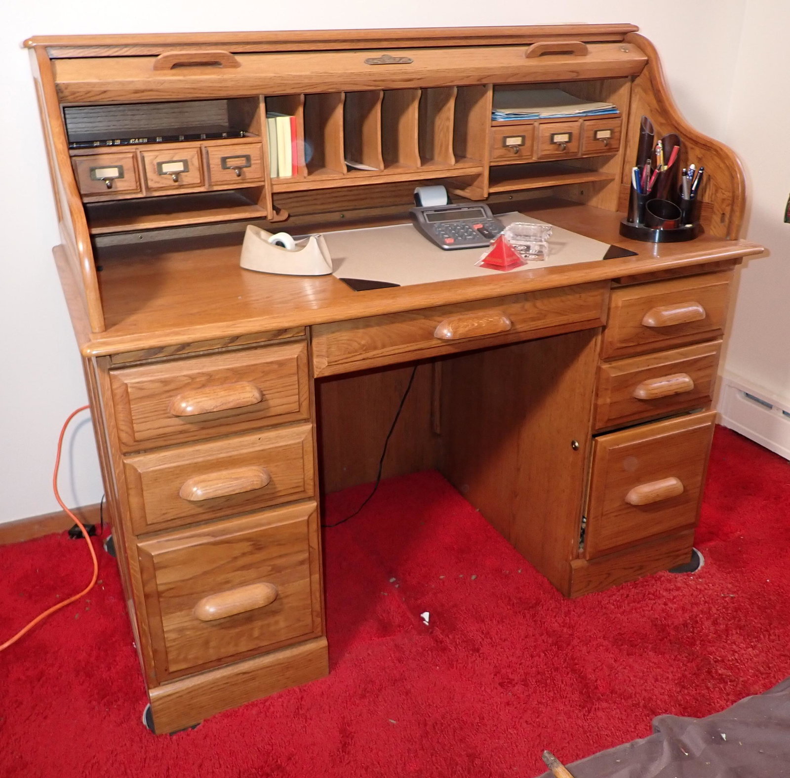 Rolltop Desk: Approx 28" x 50" x 45 1/2" tall.