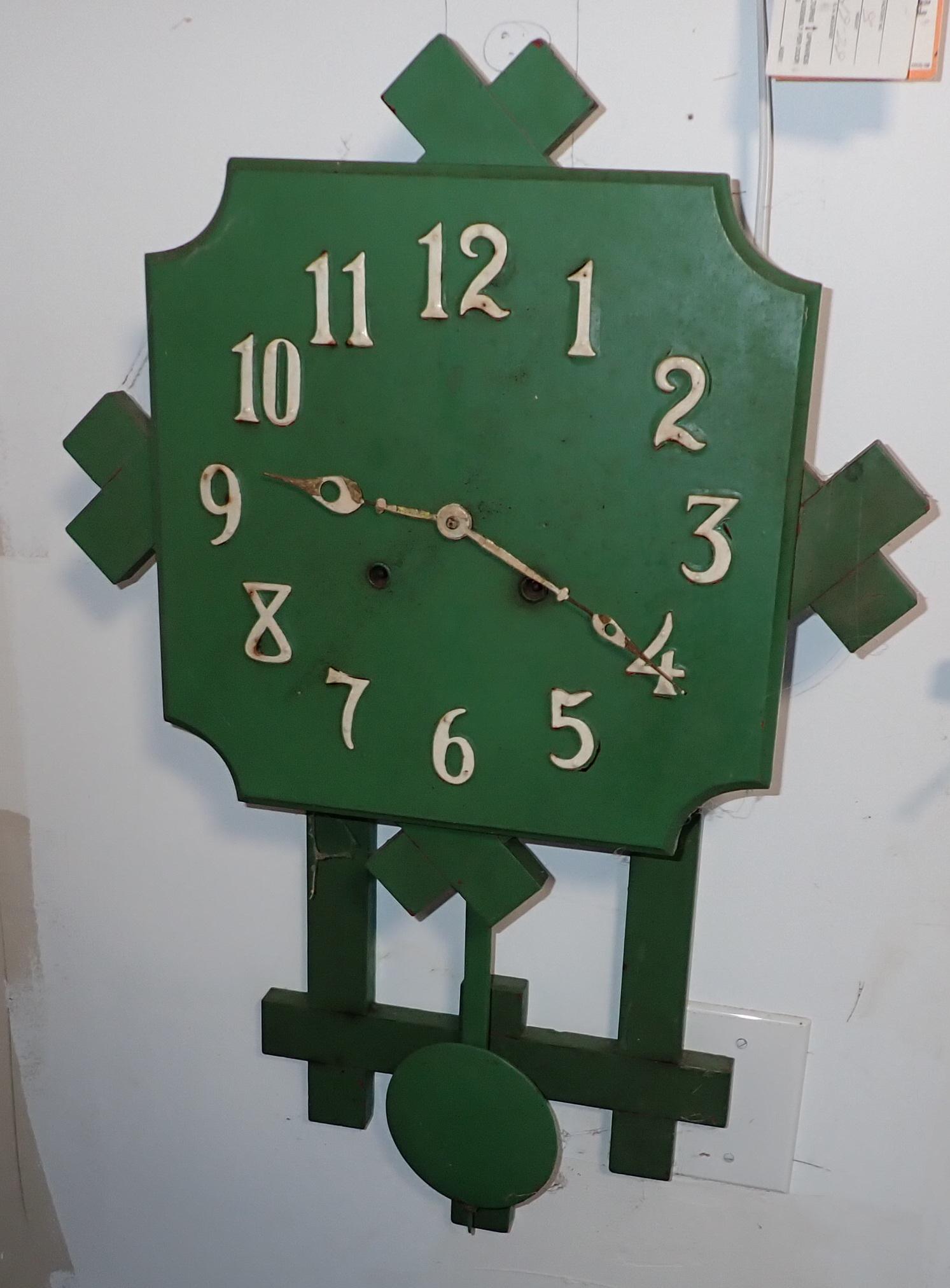 Green Painted Mission Style Clock (1 of 4)