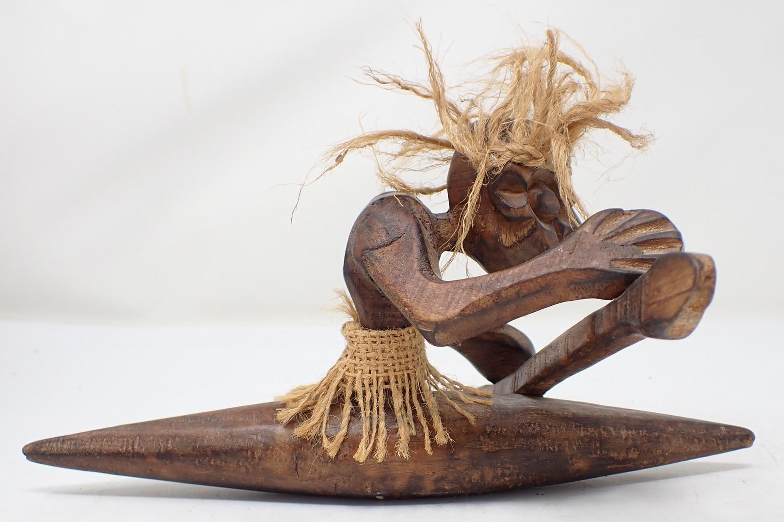 Wood Carved African Tribal Figure in Canoe (1 of 3)