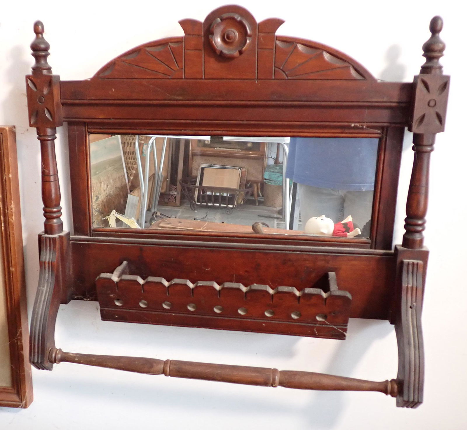 Eastlake Comb Box Towl Rack Mirror (1 of 1)