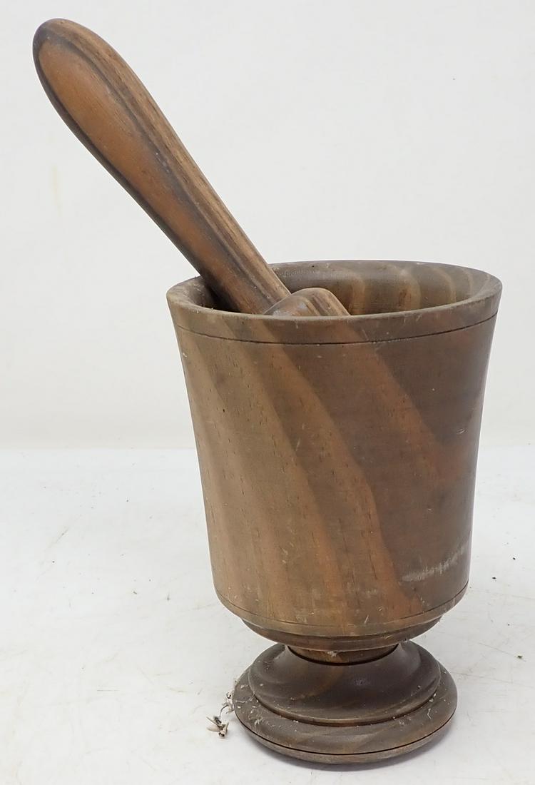 Wood Mortar & Pestle: Mortar is approx 4" in diameter and 6" tall.