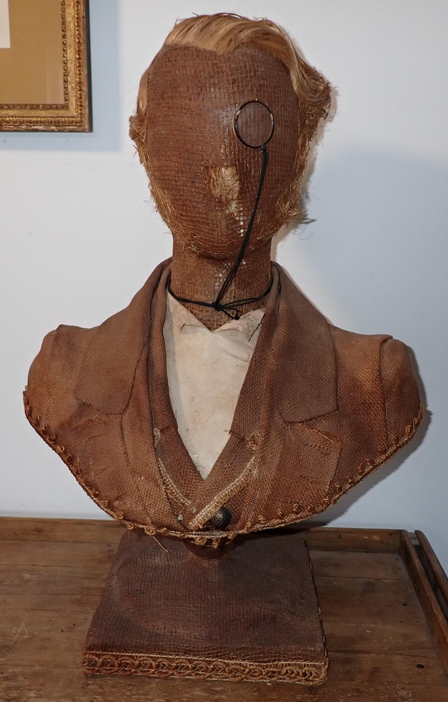 Sewell Burlap Bust: Signed Sewell on bottom. Approx 26 1/2" tall