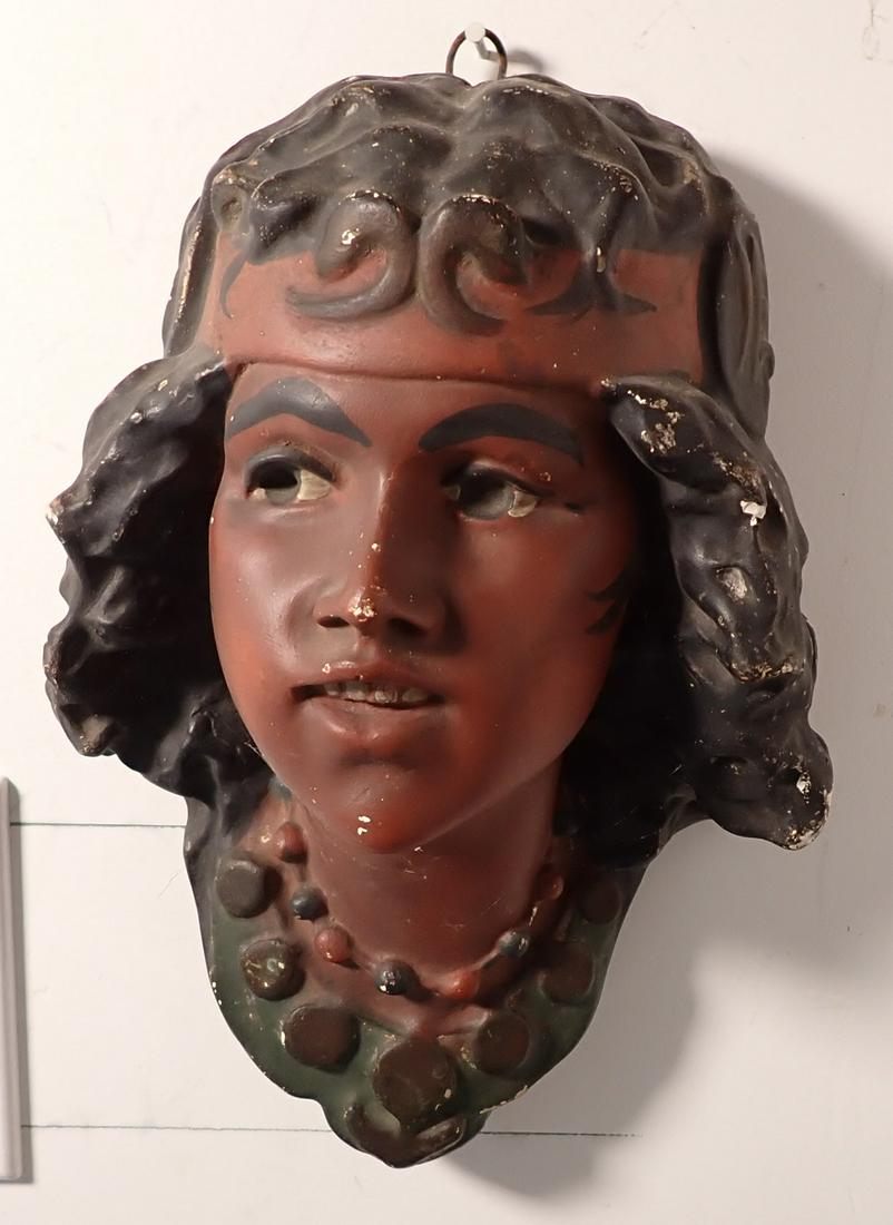 Plaster Indian Boy Wall Plaque (1 of 4)