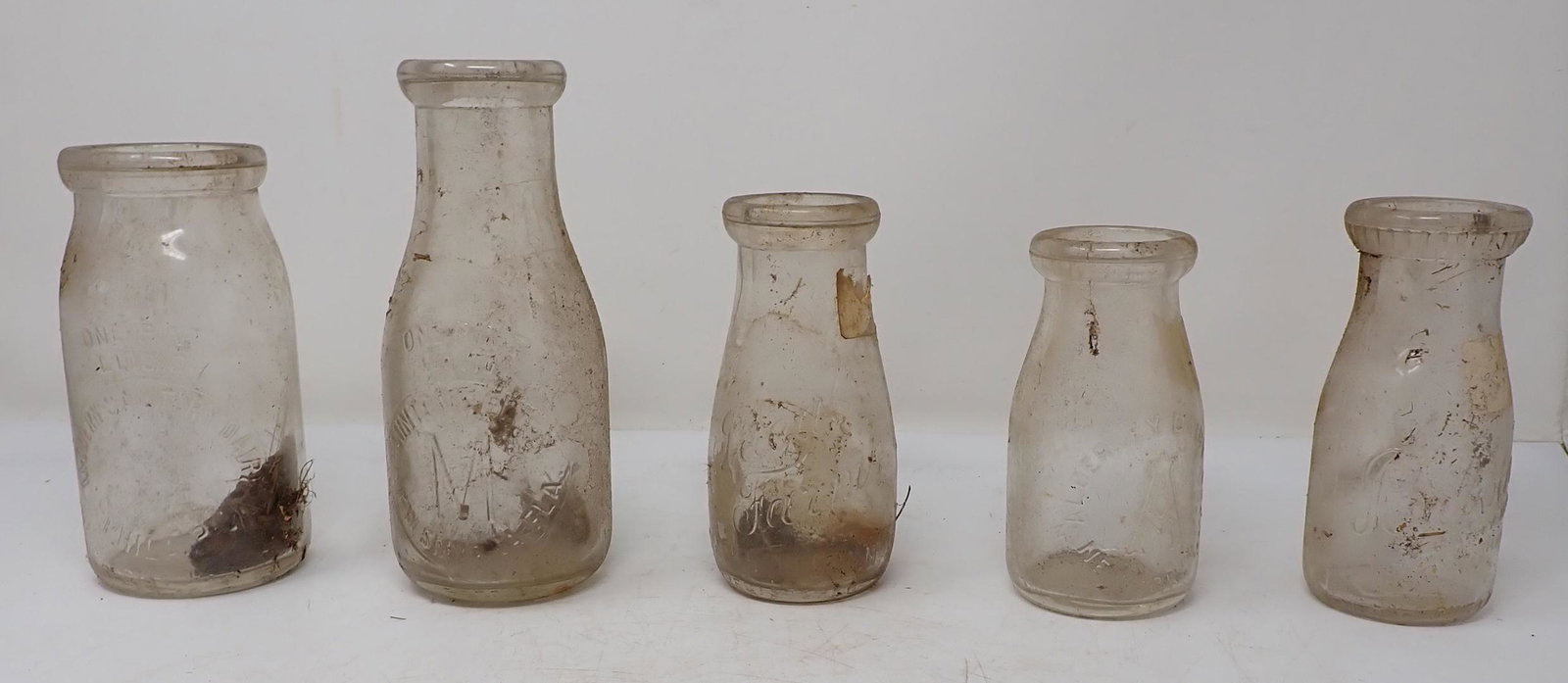 Milk Bottles: Aldern Sanitary Sour Cream, Mintons Dairy New Smyrna Fla, Ideal, Alderney Newark, Belview Phillipsburg