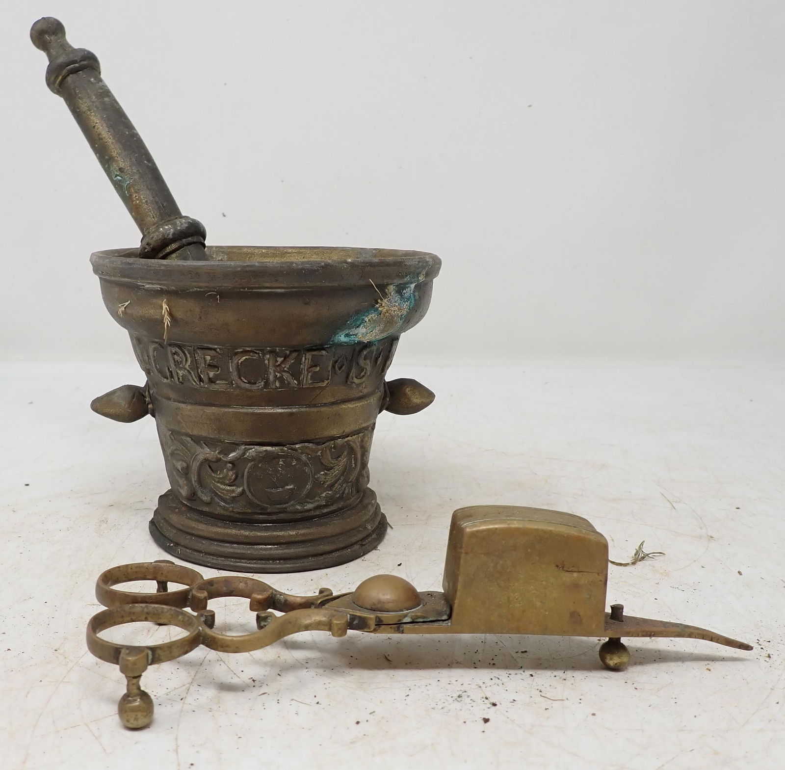 Brass Candle Snuffer Mortar & Pestle (1 of 5)