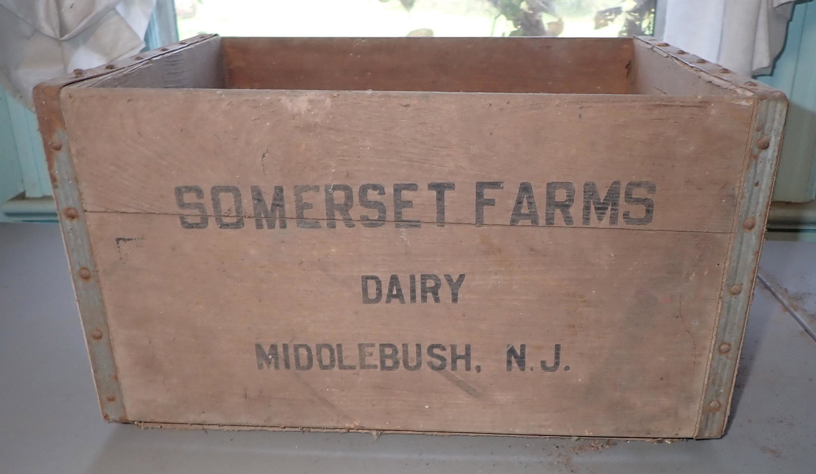 Somerset Farms Wooden Milk Crate: Approx 12 1/2" x 16 1/4" x 9 1/2" tall.