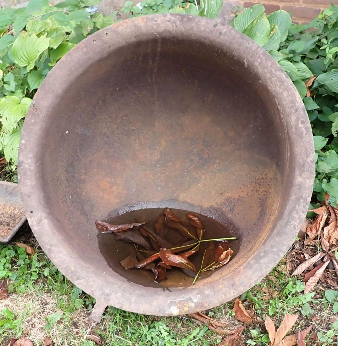 Cast Iron Butcher Kettle: Approx 30 1/4" in diameter and 16" deep. NO SHIPPING