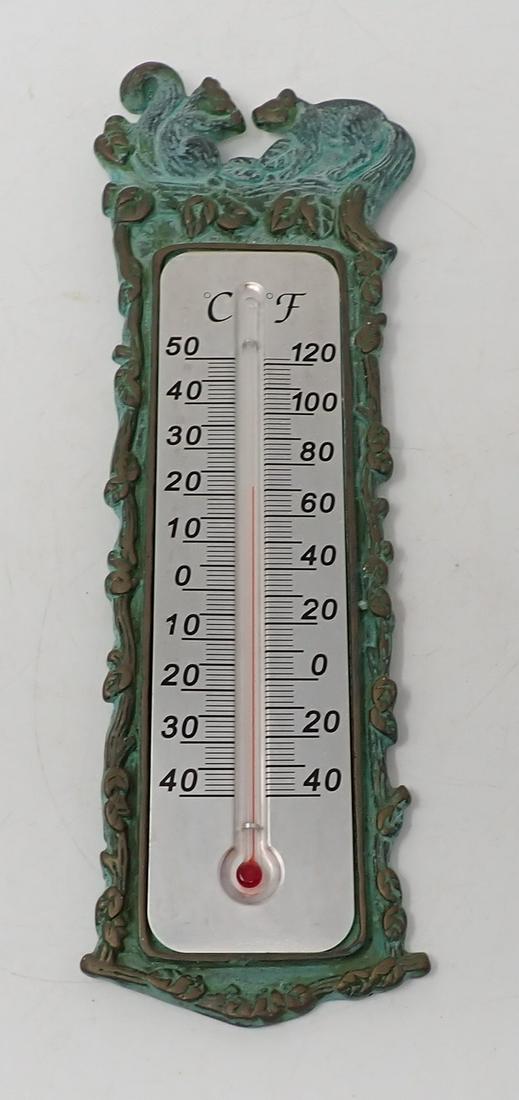 Brass Squirrel Thermometer: Apprx 4" x 12"