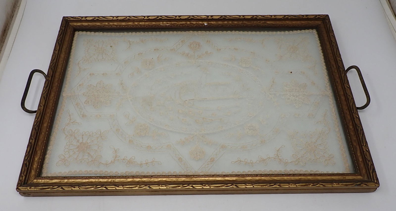 Serving Tray w/ Peacock Doilie (1 of 2)