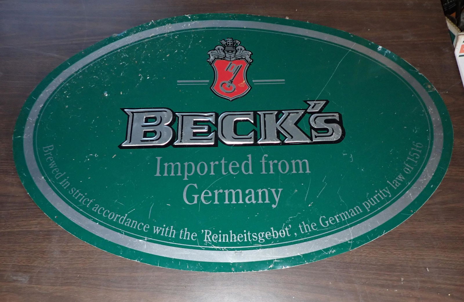 Oval Beck's Beer Tin Sign (1 of 1)