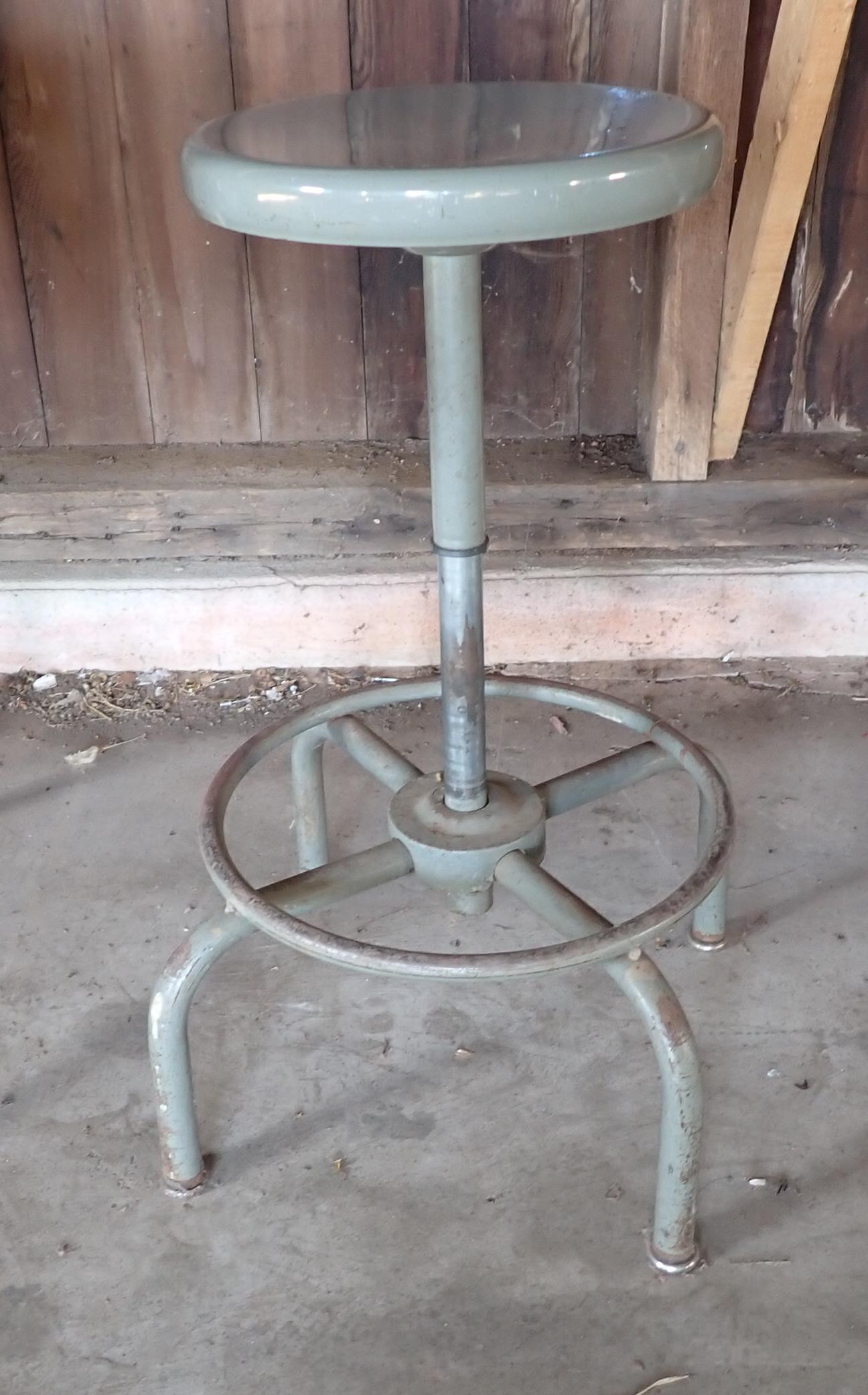 AJUSTRITE Industrial Stool: Seat is 13" in diameter. Height is 23 1/2" but adjustable. NO SHIPPING