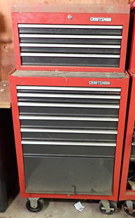 Craftsman Rolling Tool Chest & Contents: Tool box is approx 18" x 27" x 55 1/2" tall. Includes all items in it. Not sure if the key is in the drawers or not. NO SHIPPING ! Bring help to load !