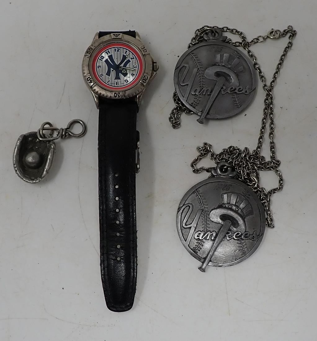 Yankees Watch Pewter Medals Baseball Glove Keychain: Medals are approx 1 7/8" in diameter