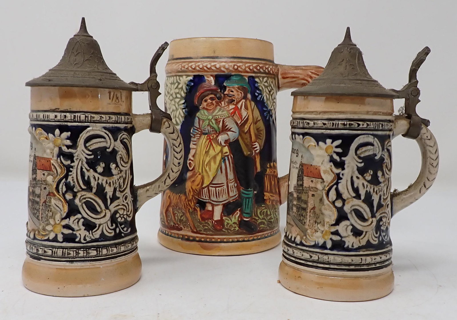 Augsberg Lidded Heidelberg German Steins (1 of 3)