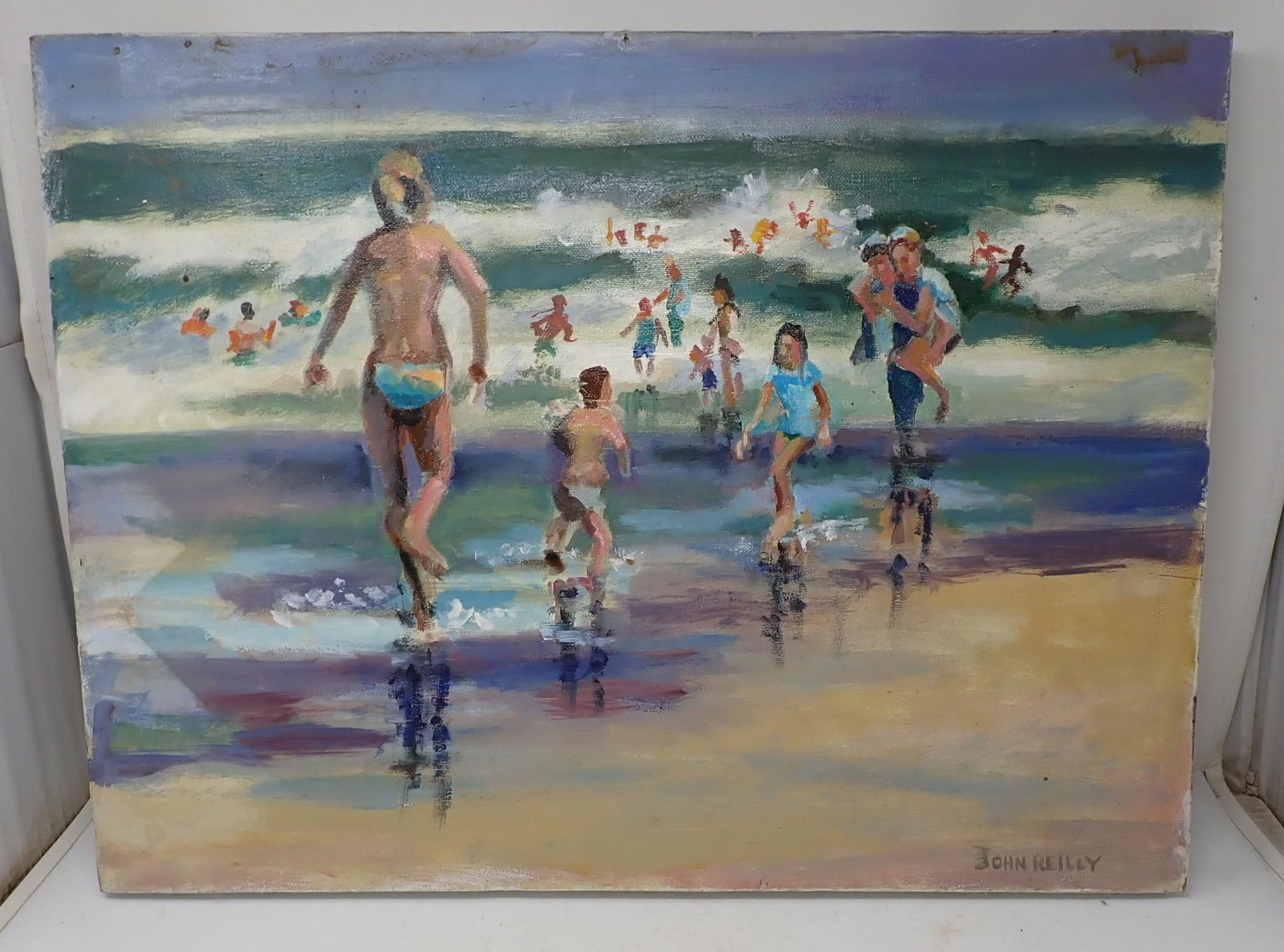 John Reilly Oil on Canvas Shore Scene Painting (1 of 5)