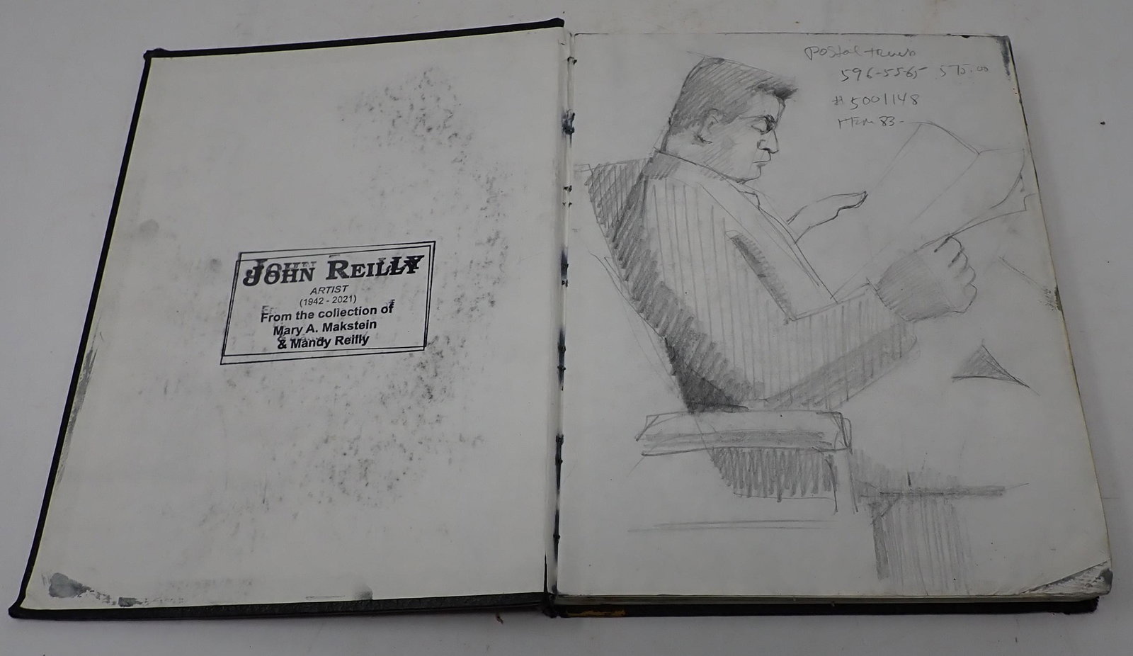 John Reilly Art Sketch Book: Book is approx 8 1/2" x 11" x 1" thick. It is probably 3/4 full of sketches. NOT ALL are pictured !