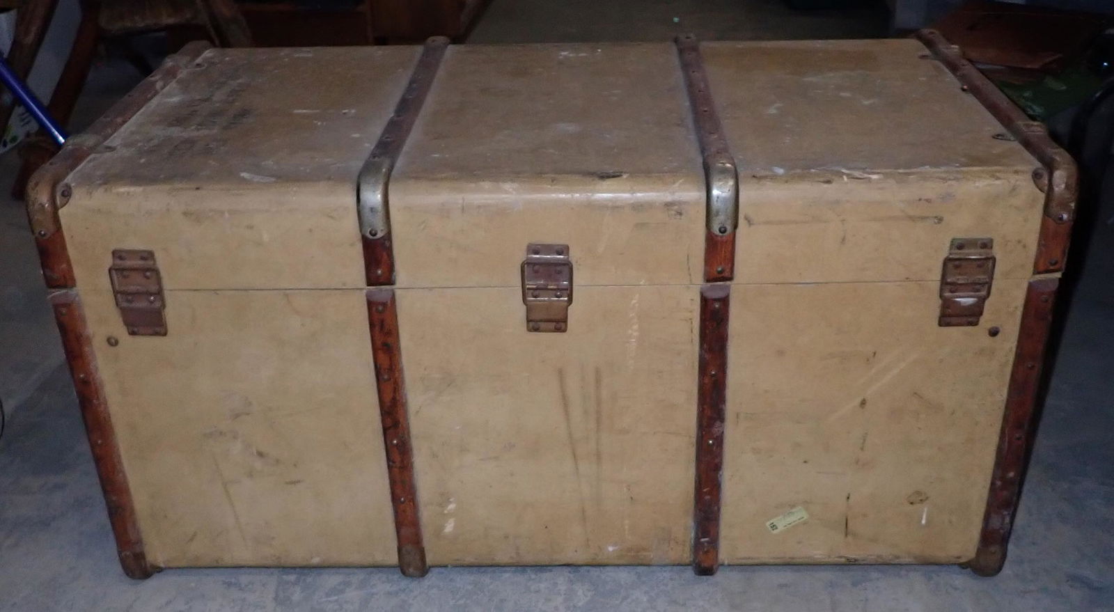 Antique Shipping Trunk with Material (1 of 7)