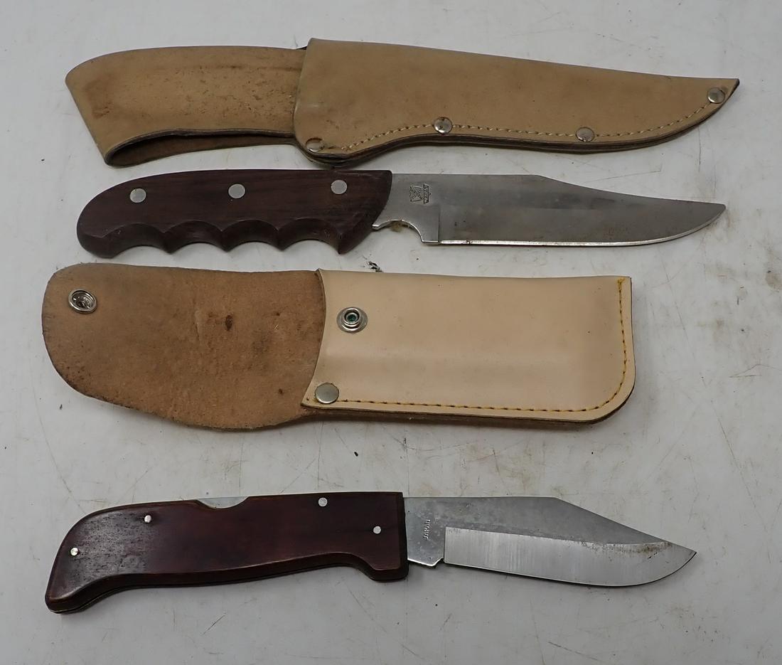 Maxam Japan Hunting Knives: The fixed blade knife is the only one marked Maxam and is approx 11" long. Other knife is marked Japan