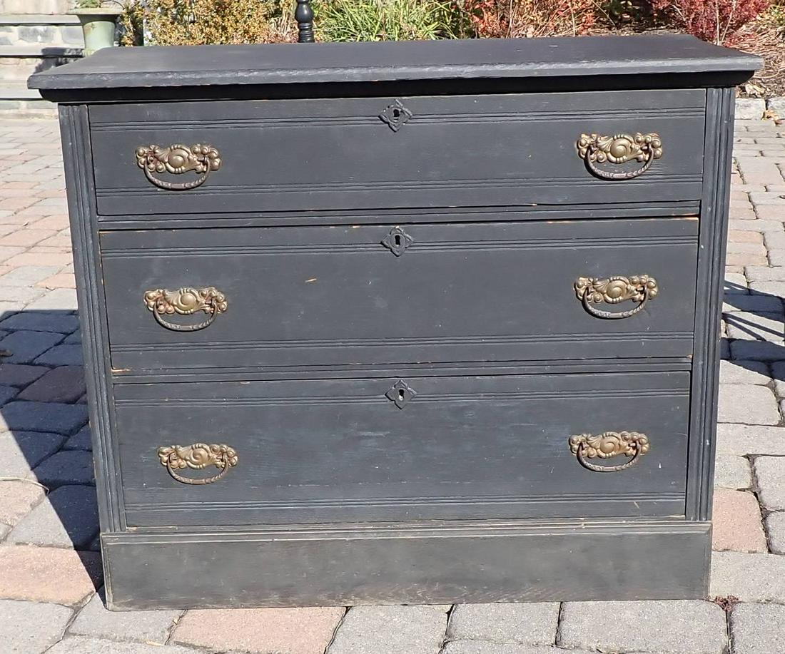 Black Painted 3 Drawer Chest / Dresser (1 of 3)