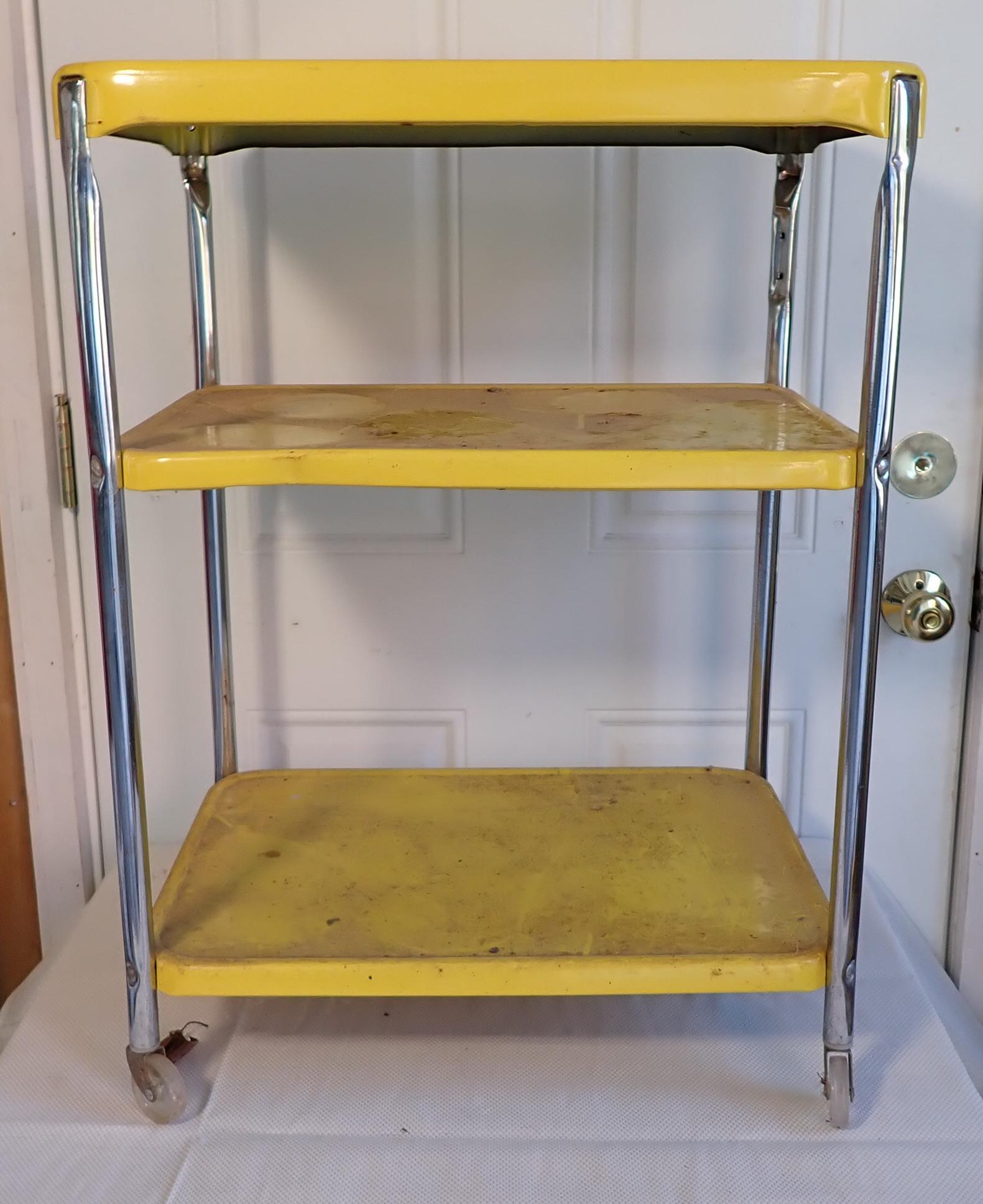 Vintage Yellow Cosco Kitchen Utility Cart (1 of 4)