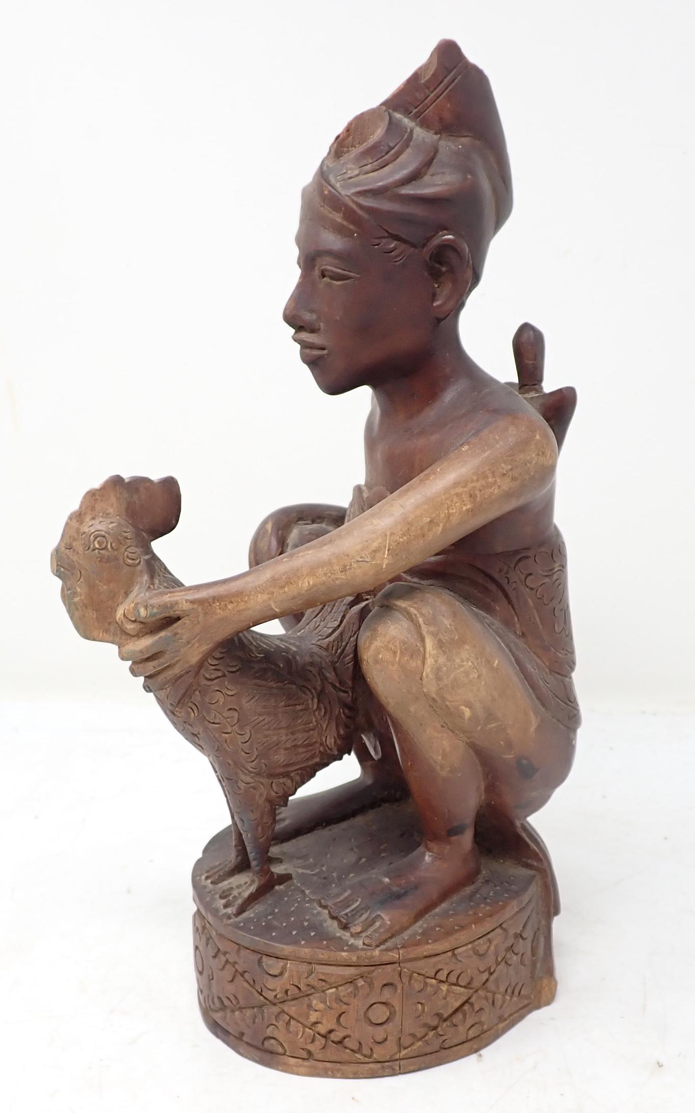 African Carved Figure with Rooster (1 of 6)