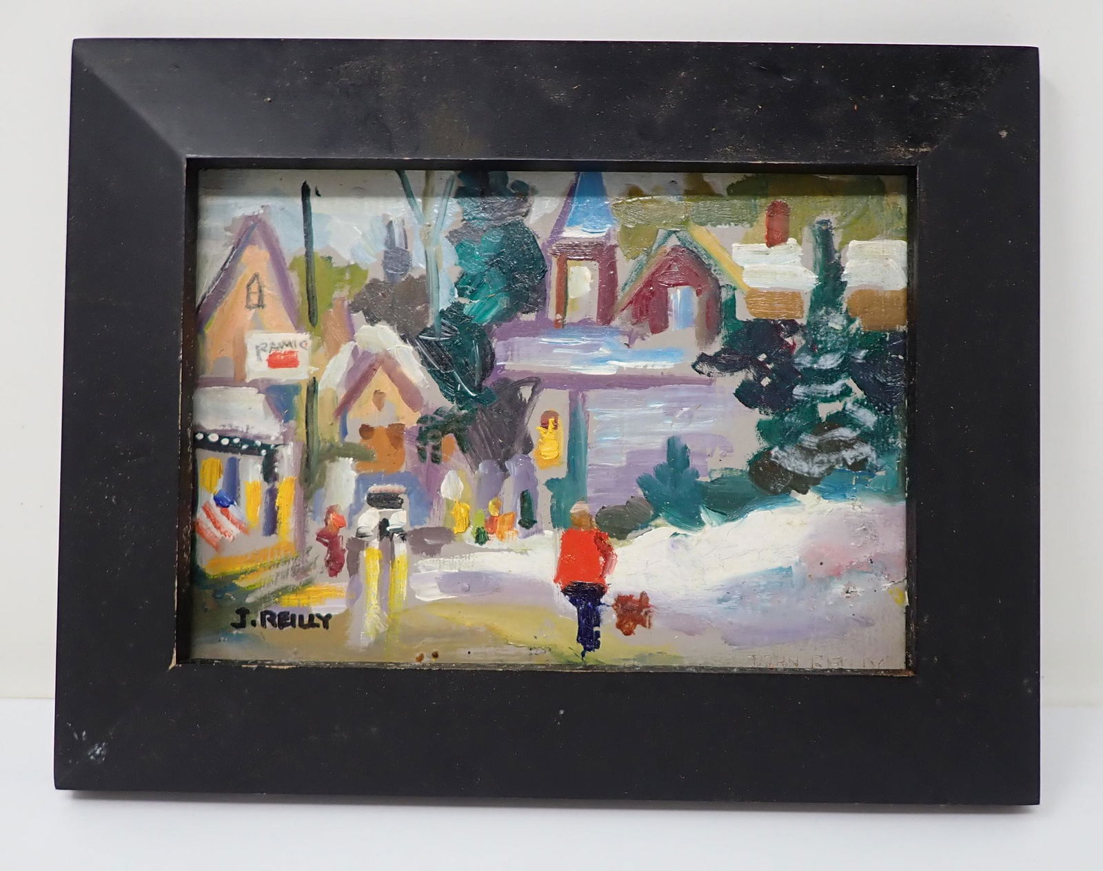 John Reilly Winter Town Scene Painting (1 of 3)