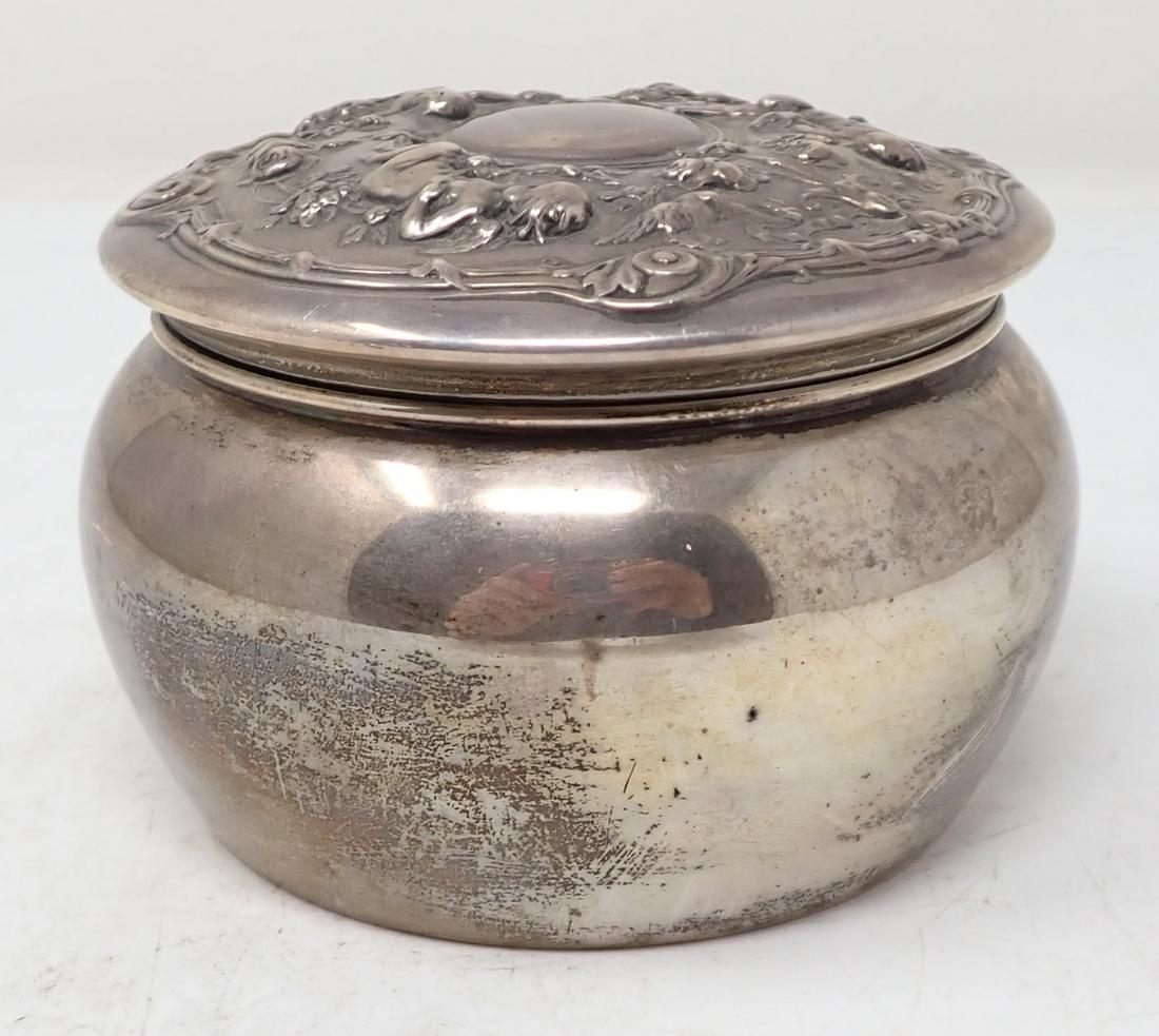 Sterling Silver Powder Jar w/ Cherubs (1 of 5)