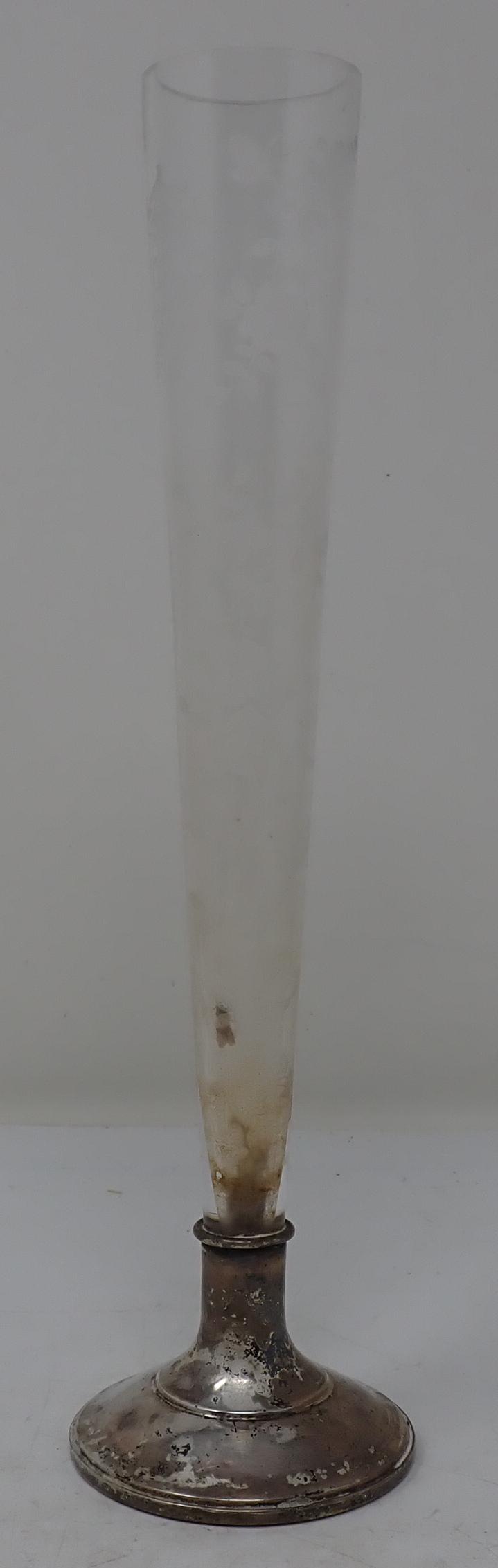 Wolfenden Etched Bud Vase w/ Sterling Base (1 of 3)