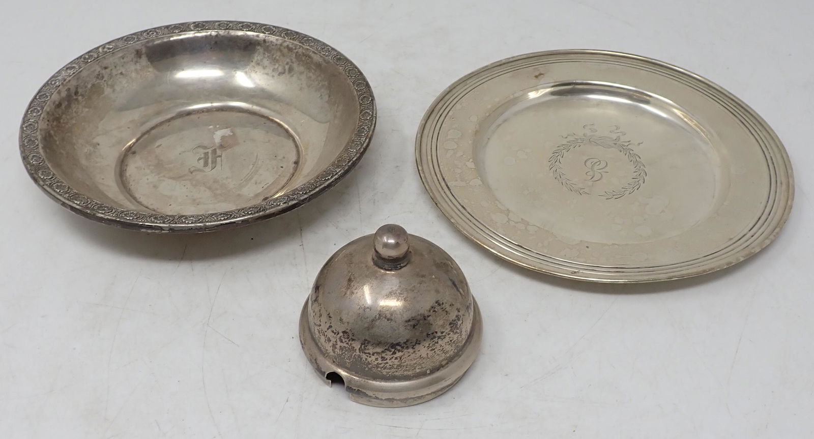 Sterling Silver Plate Bowl & Lid (1 of 3)