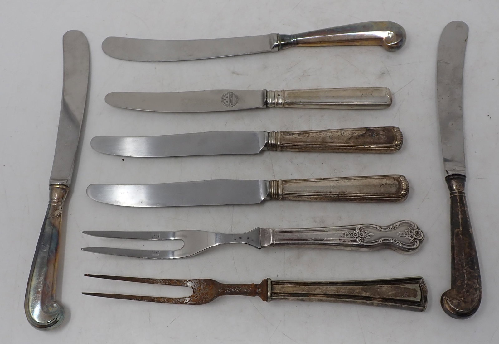 Knives Forks w/ Sterling Silver Handles incl Steiff: Longest are approx 9 1/8" . Total weight is approx 555 grams