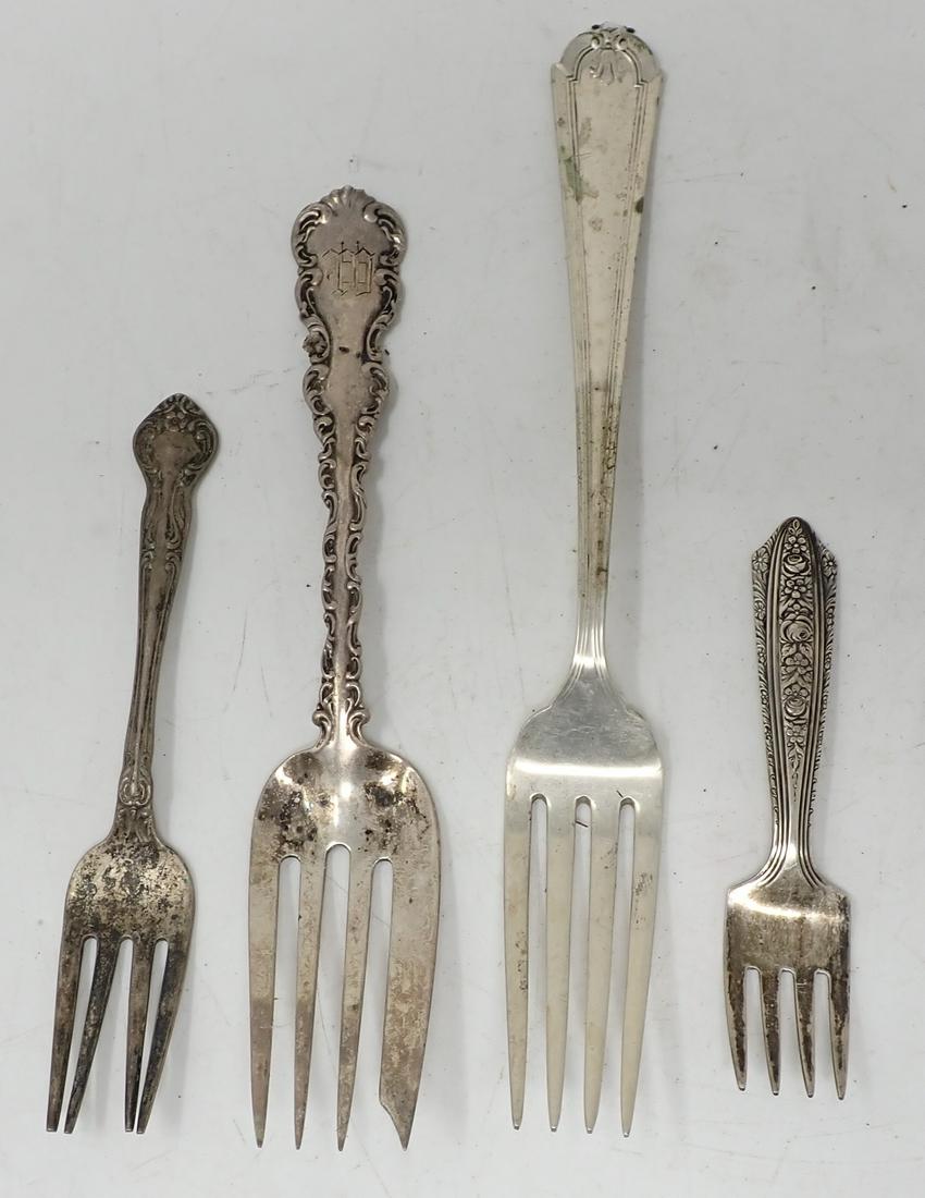 Sterling Silver Forks: Longest is approx 7 1/2" long. Total weight is approx 115 grams