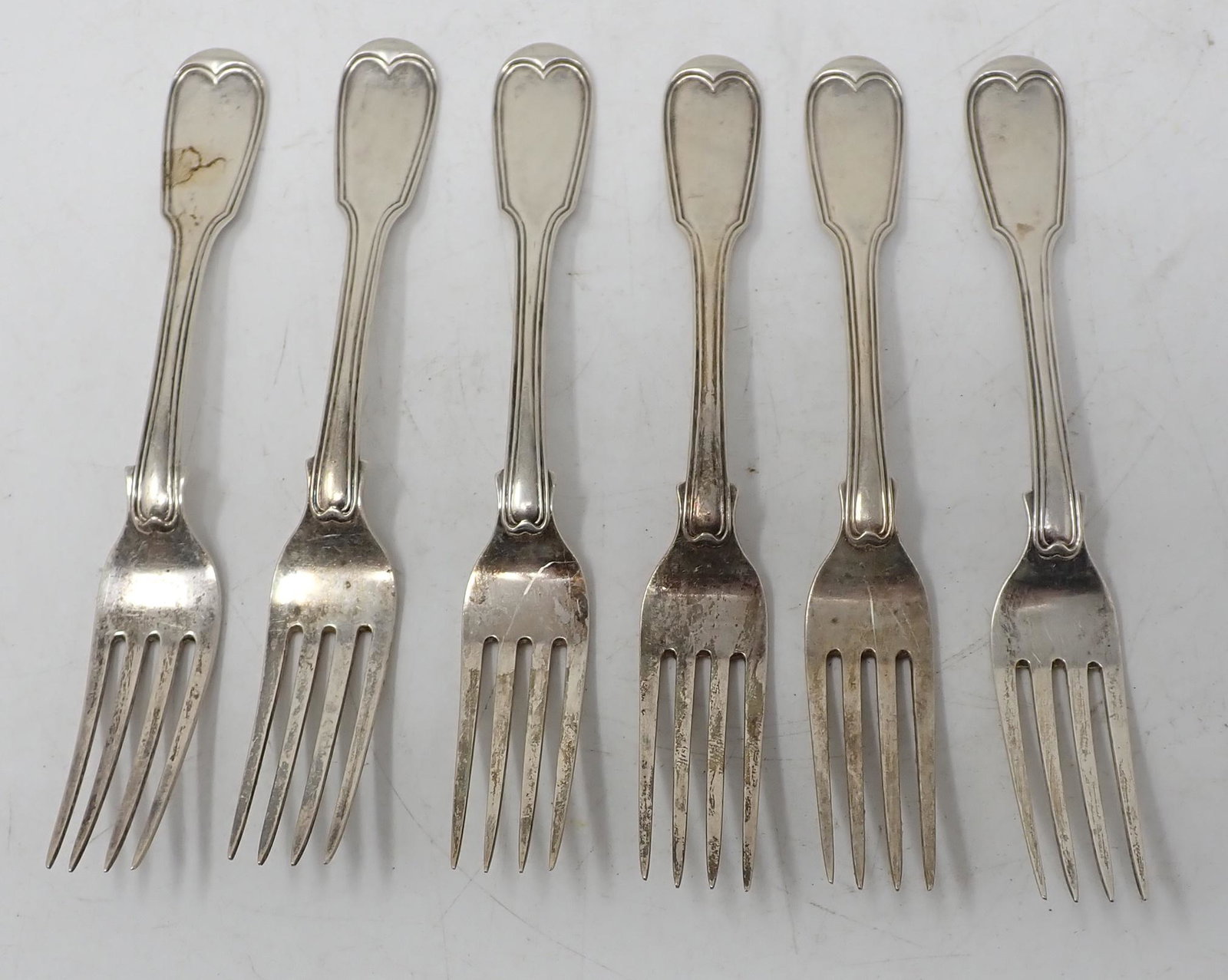 Set of 6 English Silver Forks: Approx 6 3/4" long and total weight is approx 315 grams