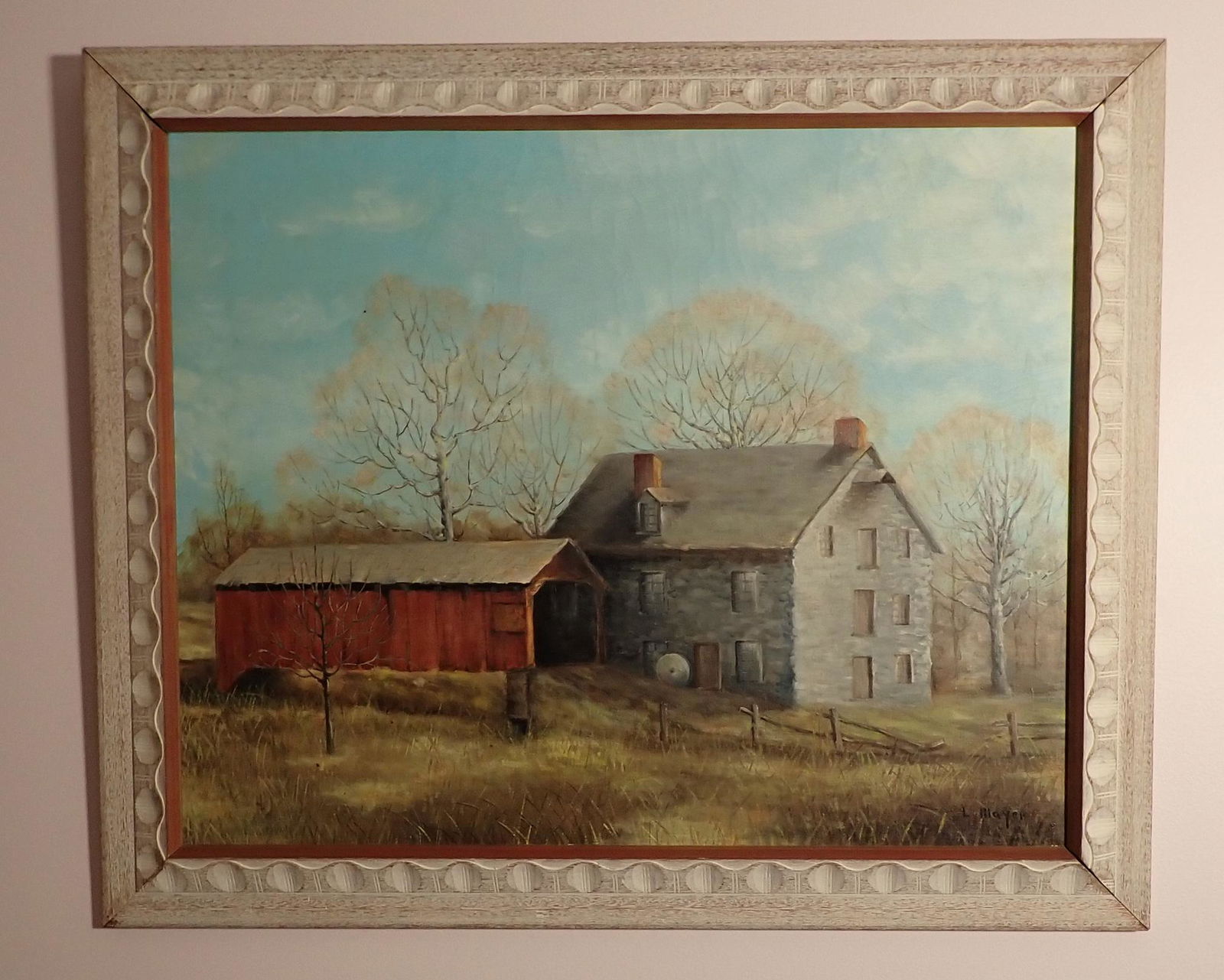 L Mayer Old Mill Oil on Canvas Painting (1 of 2)