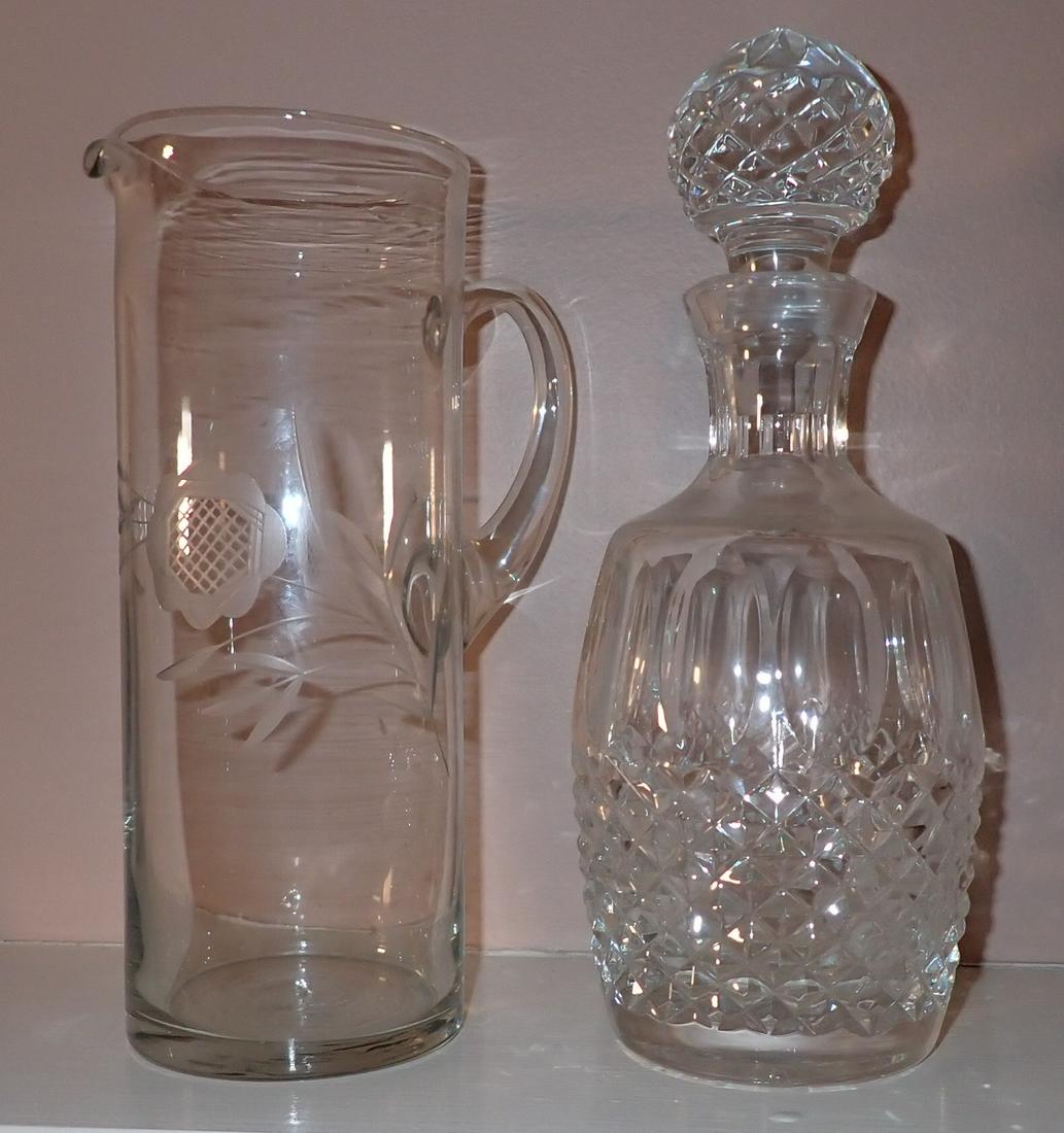 Crystal Decanter and Etched Pitcher (1 of 2)